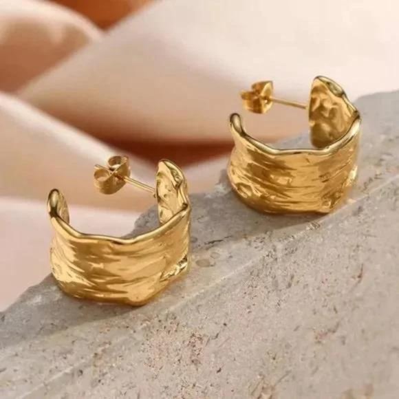 NEW 18K GOLD HOOP EARRINGS, WONDERFUL EARRINGS, WOW EARRINGS. - Picture 2 of 7